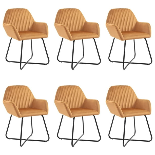 Dioche Dining Chairs 6 Pcs Ochre Velvet Kitchen Dining Room Chairs Walmart Com Walmart Com
