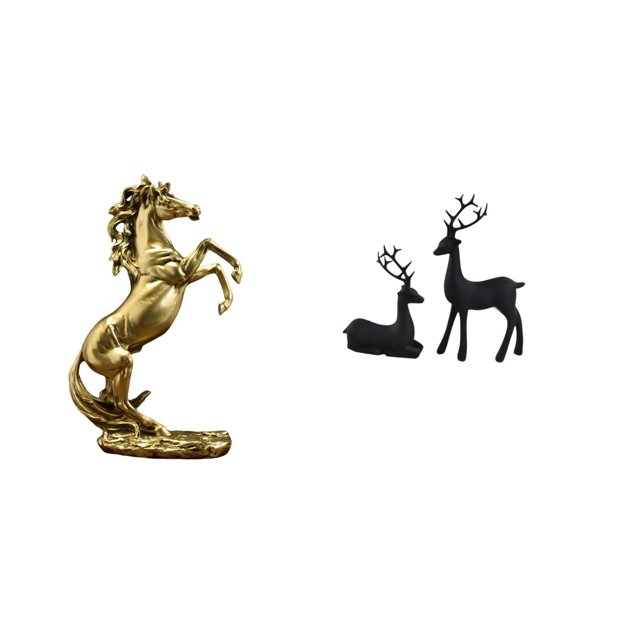 Estatua del caballo,Estatua de caballo de pie hecha a mano de resina de cafetería,Estatua de reno,Estatua de reno negro,decoración del hogar,arte y artesanía,Figura de ciervo de resina