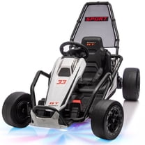 24V 8.5 MPH Electric Go Kart for Kids, 400W Powerful Drift Kart w/ Front EVA Wheel & Metal Frame, Ride on Toy w/ Music & Lights, Suspension, 2 Speed, 5 Point Harness, Crazy Cart for Ages 6 , Black