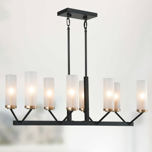 LNC Modern/Contemporary Chandelier,8-Light Kitchen Island with Glass in Black Finish