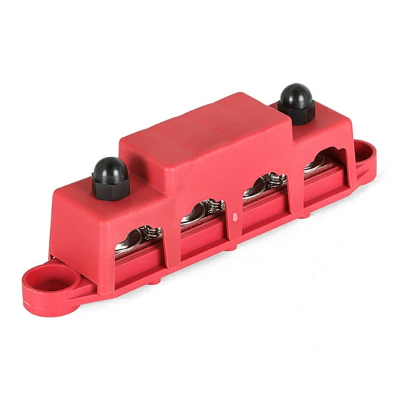 OTTULUR New Red 4 Post Busbar Bus Bar Power Distribution Block 12V 250A With Cover 5/16"