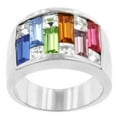thumbnail image 4 of Genuine Rhodium Plated Ring Light Multi-Color Alternated Princess and Baguette Cut Crystal Size 5, 4 of 4