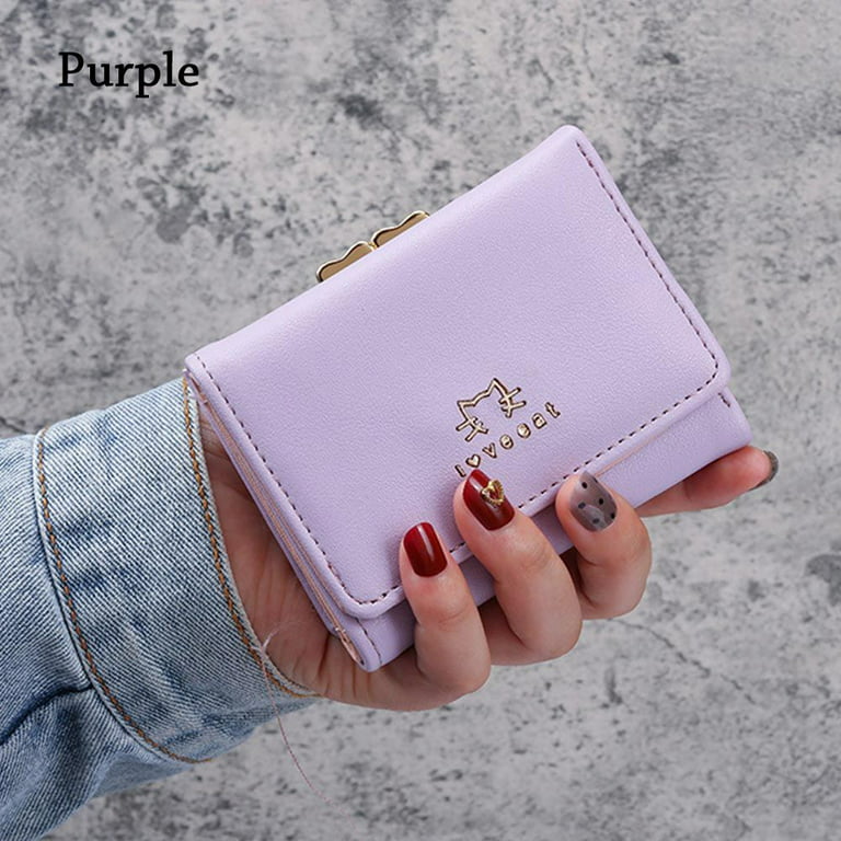Womens Cute Small Wallet Coin Pocket Case Leather Slim Bifold