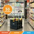 thumbnail image 2 of Pop & Load Collapsible Rolling Utility Cart, Plastic Pack-N-Roll Cart with Handle, Portable Storage, Black, 2 of 6