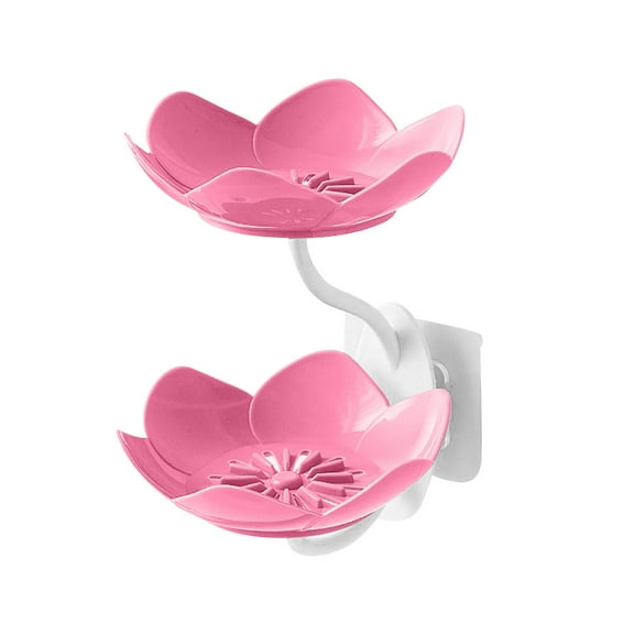 2 Tier Shower Soap Dish Holder, Flower Soap Holder, Wall Mounted Soap Tray Container for Shower, Bathroom, Bathtub, Kitchen Sink, Soap Dish for Shower Wall