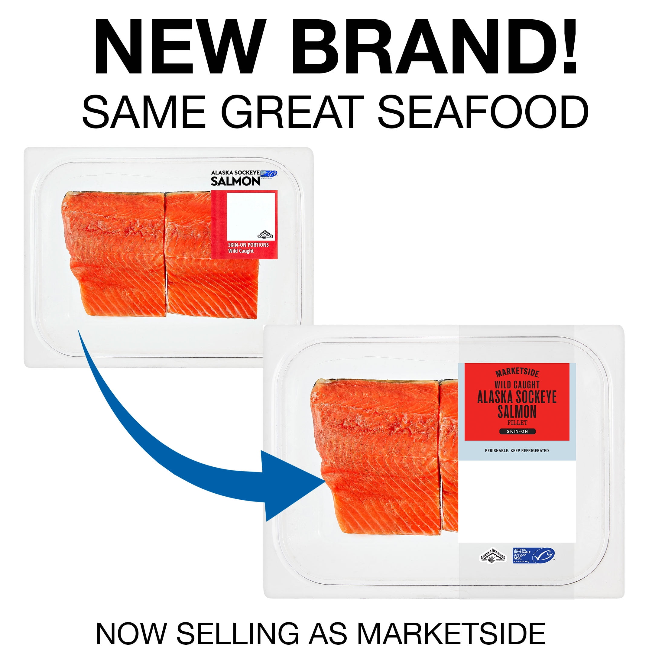 Wild Caught Alaska Sockeye Whole Salmon Portions, 0.7 - 0.85 lb. MSC Certified. 25g Protein per 4 oz. (112 g) Serving.