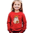 thumbnail image 3 of Girly Ghost & Orange Bow Fall Sweatshirt for Kids Cute Halloween Graphic Pullover Red Sweatshirt Youth Medium, 3 of 5