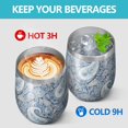 thumbnail image 4 of 12oz Stemless Wine Tumblers Blue Pioneer Flower and Paisley Pattern (3) Vacuum Insulated Stainless Steel Travel Tumbler Cups Mug with Lid and Straw for Champaign,Cocktail,Beer with Cleaning Brush, 4 of 5