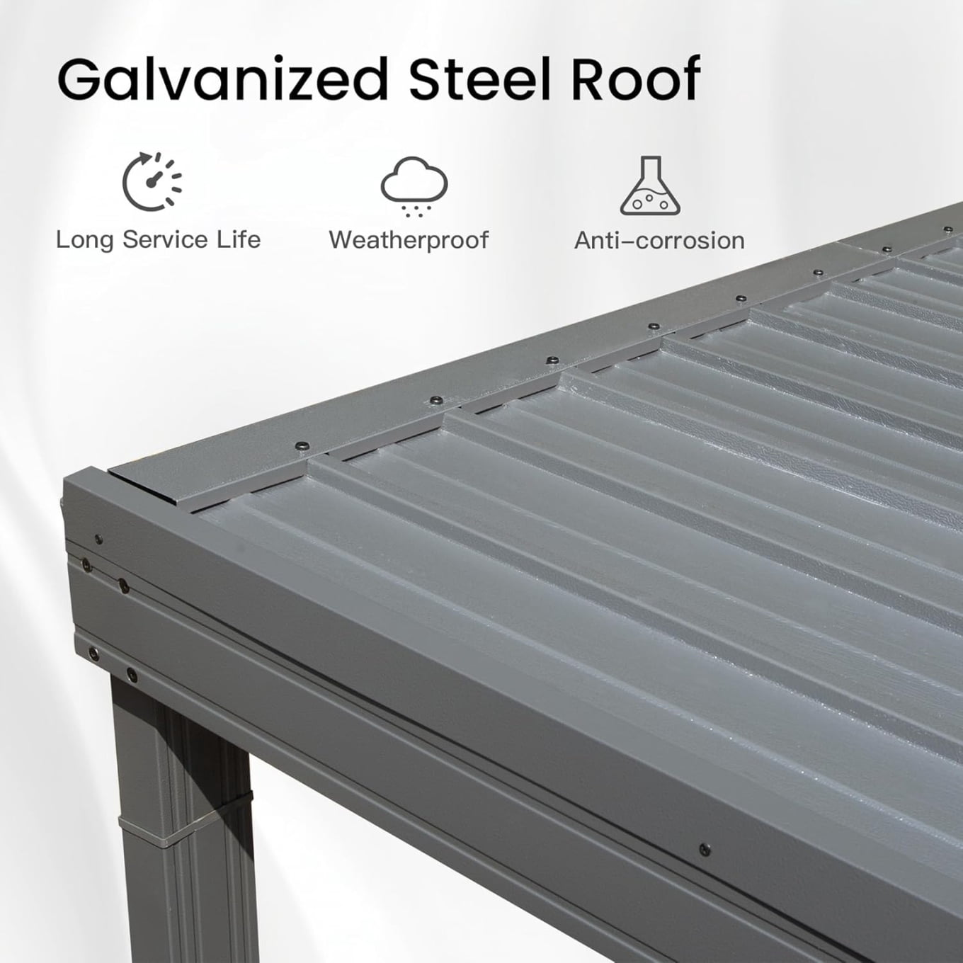 10x14FT Lean to Gazebo, Wall Mounted Gazebos Pergola with Drainage System, Upgraded Heavy Duty Awnings with Sloping Roof, Hardtop Patio Shelter for Deck, Porch, Backyard, Gray