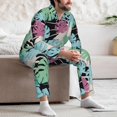 thumbnail image 5 of Mens Pajamas Set, Banana leaves_C Button Down Long Sleeve Loungewear Sleepwear Pjs sets for Men, 5 of 5