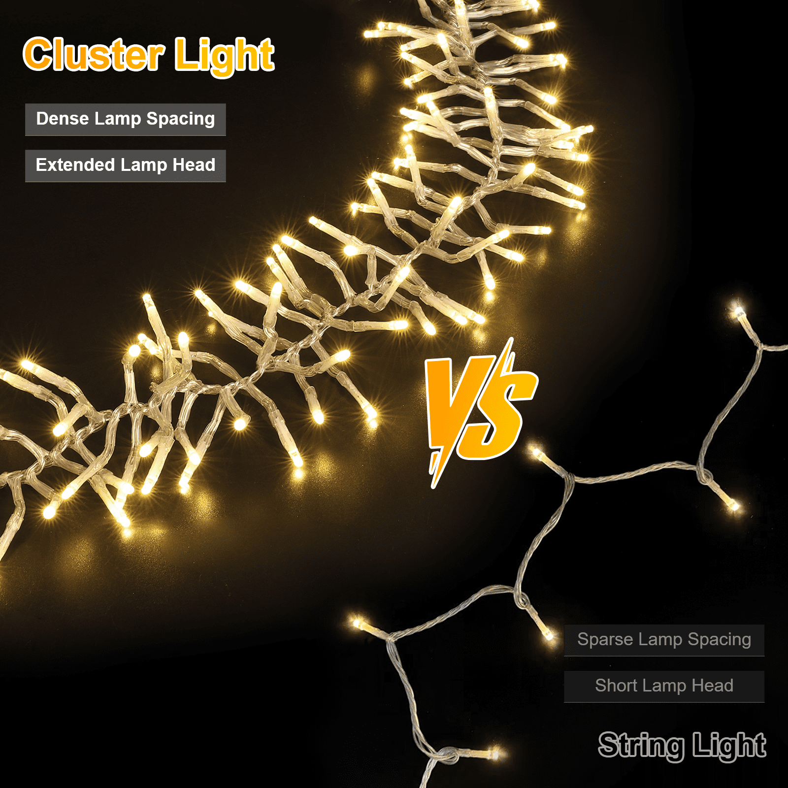 Christmas Mini Tree Lights Outdoor Cluster Light, 1000 LED Firecrackers String, 16 Modes Timer Remote Waterproof Plug in Twinkle Fairy Lights for Garland Window Party（Warm White）