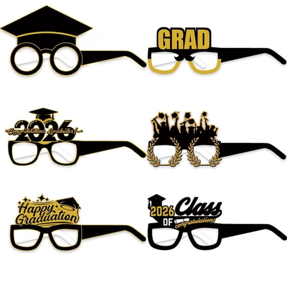 Event & Party Accessories Graduation Paper Glasses for Reunion and Photo Ideal for Graduation Season Celebrations Party 6PCS