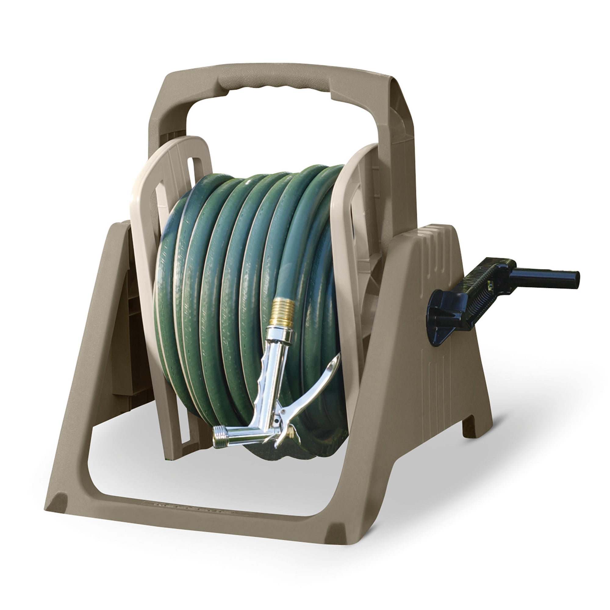 Suncast 100 Foot Portable Tote or Wall Mount Garden Hose Reel, Taupe | TSA100M by Suncast