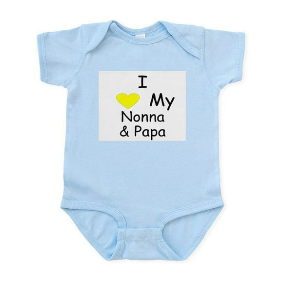 CafePress - I Love My Nonna & Papa Yellow Infant Bodysuit - Baby Light Bodysuit, Size Newborn - 24 Months
