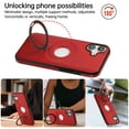 thumbnail image 5 of ELEHOLD Case for iPhone 16 Plus, Shockproof Magnetic Leather Phone Case with Invisible Stand for Men Women,Red, 5 of 9