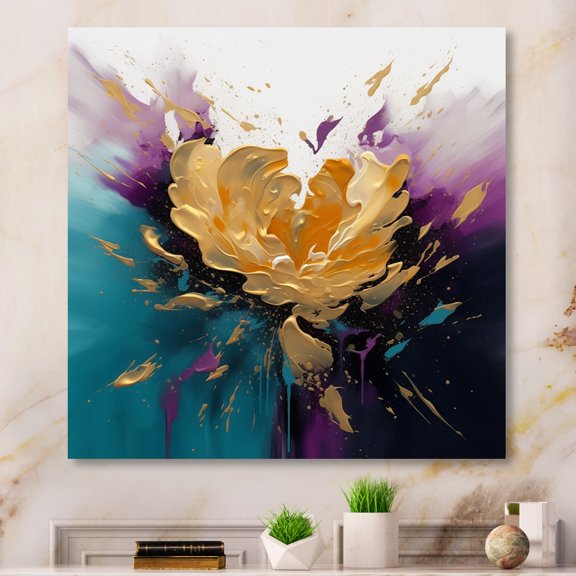 Designart "Emotions Of Yellow Blue Peony Flower" Floral Peony Wall Art Print