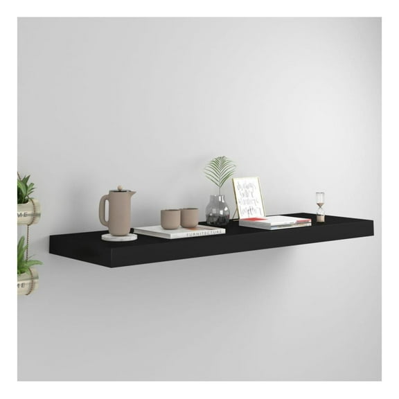 Floating Wall Shelf Black 31.5"x9.3"x1.5" MDF