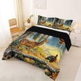 thumbnail image 2 of Manfei Woodland Wildlife Print Full Size Comforter Sets,Kawaii Deer Bedding Comforter Set,Brown,Black Reversible,3pcs,1 Comforter and 2 Pillowcases, 2 of 7