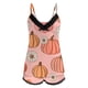 thumbnail image 3 of MKLEKYY Conjunto De 2 Piezas De Camisola Sexy Para Mujer, Pantalones Cortos Con Estampado De Calabaza, Ropa De Dormir Con Encaje Sin Espalda, Lencería Con Ribete, Pantalones Cortos, Traje, 3 of 4