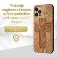 thumbnail image 2 of Case Yard Wooden Case Outside Soft TPU Silicone, Slim Fit Shockproof Wood Protective Phone Cover for Girls Boys Men and Women, Supports Wireless Charging Cross Floral Design case for iPhone-11-Pro-Max, 2 of 7