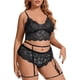 thumbnail image 5 of Gibobby Conjunto de lencería Sujetador + tangas Nueva sexy lencería de encaje ropa interior ropa de dormir anillo de pijamas liguero(Negro, XXL), 5 of 5