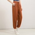thumbnail image 2 of Summer Pants for Women High Waist for Women Gymnast Warm Ups Womens Checks Pants Length Work Yoga French Fashion Womens Petite Sweatpants plus Large Casual Work plus Size Brown L, 2 of 8
