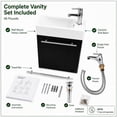 thumbnail image 2 of Dandi Wall Mount Cabinet Vanity Sink Combo 17 3/4" Small Heavy Duty White Porcelain Bathroom Sink, Black Cabinet, Faucet, Drain w/Overflow and Towel Bar Renovators Supply, 2 of 14