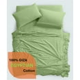 thumbnail image 2 of 500 Thread Count, 100% Giza Egyptian Cotton Bedding Set, 4-PC Sheets Set, 10 Inch Deep Pocket of Fitted Sheet, Soft Sateen Weave Breathable - Moss, Short Queen, 2 of 7