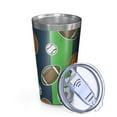 thumbnail image 2 of 16oz Tumblers Green Striped Sports Balls Pattern Stainless Steel Vacuum Insulated Double Wall Travel Tumbler Cups Mug with Lid and Straw,Cleaning Brush for Coffee,Tea, 2 of 4