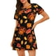 thumbnail image 1 of Balery Thanksgiving Turkey 1 Camisón de manga corta con cuello redondo para mujer, cómodo y elegante., 1 of 6