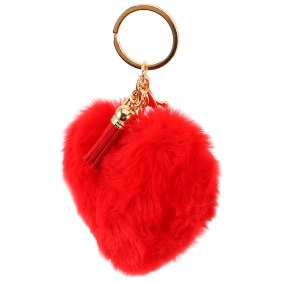 FUEENIRVA 1Pack Red Plush Heart Keyring Cute Keychains for Kids Gifting