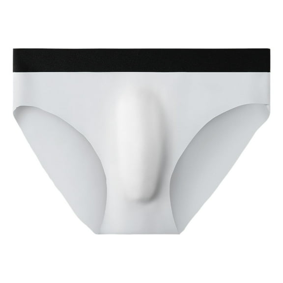 khonts,Men's Bikini Briefs Traceless Enhancing Pouch Underwear Soft Breathable Bikini Underpants White XL