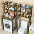 thumbnail image 3 of 3 Tier Over The Washer and Dryer Storage Shelf, Freestanding Rack with Adjustable Feet Bathroom Storage Rack Wooden Laundry Shelf Organizer Oak for Bathroom, 3 of 16