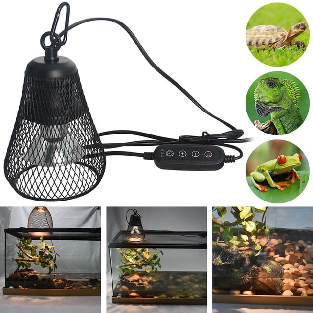 Lampe Chauffante pour Reptiles, Durées d'Éclairage Programmables Adaptées à la Routine de Votre Animal, Lumière UVA Supporte une Croissance Saine, Garde Chauffant Anti-Brûlure Assure la Sécurité