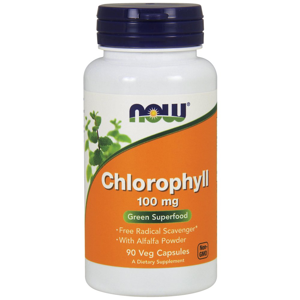 NOW Supplements, Chlorophyll 100 mg with Alfalfa Powder, Green