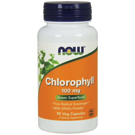 NOW Supplements, Chlorophyll 100 mg with Alfalfa Powder, 90 Veg