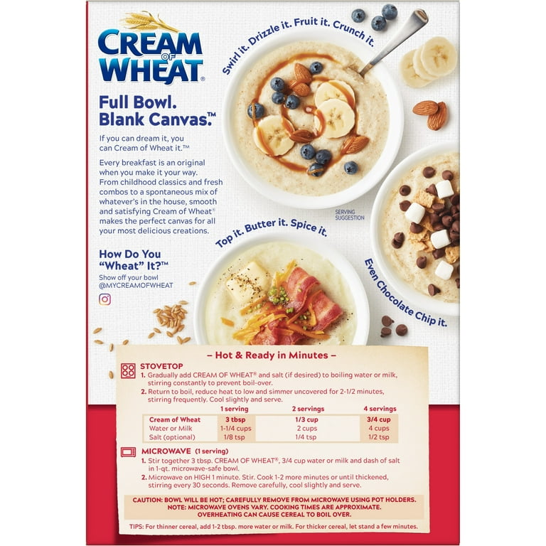 Cream of Wheat Instant Cereal Empty Box, 12 Oz, 12 Packets, 