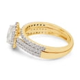 thumbnail image 3 of 1 1/5 ct Round & Pear Diamond Lab Grown Created Halo Two Row Wedding Bridal Ring Set In 14K Yellow Gold (1.20 cttw, G-H/VVS1) Jewelry Gift For Women EGL Certified Ring Size - 8, 3 of 6