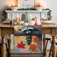 thumbnail image 2 of Fall Table Runner Thanksgiving Raccoon Table Runners Orange Maple Leaves Cotton Linen Dresser Scarf Kitchen Dining Table Decor for Fall Holiday Party Decor 13x90 Inch, 2 of 9