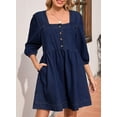 thumbnail image 4 of Vestido vaquero Sidefeel primavera/verano con manga 3/4 para mujer, 4 of 7