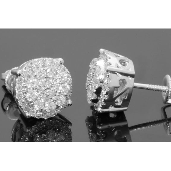 10K WHITE GOLD 1.15 CARAT MENS/WOMENS 10MM REAL GENUINE DIAMONDS EARRING STUDS