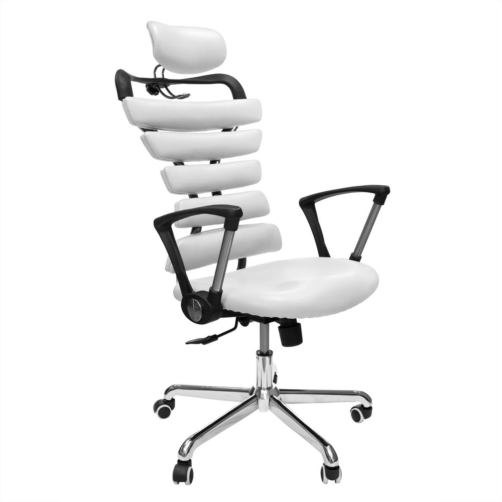 Constructor Studio Soho White PU Leather Ergonomic Office Chair Full Adjustable Computer Desk