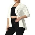 thumbnail image 4 of Agnes Orinda Women's Plus Size Blazer Button Notch Panel Ruffle Peplum Blazers 2X White, 4 of 6
