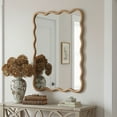 thumbnail image 6 of Wall Mirror Natural Wood 30"x40" Wavy Rectangle Solid Wood Frame Decorative Mirror,For Bedroom, Bathroom, Living Room, Entryway,Decorative Wall Mirror, 6 of 13