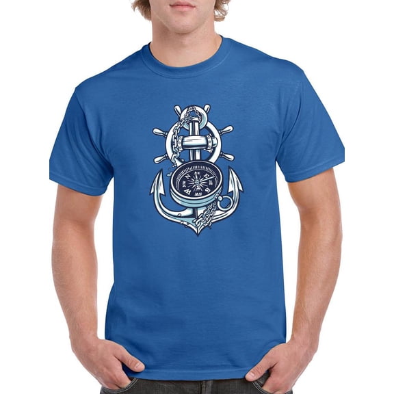 Anchor And Compass Art T-Shirt Men -Smartprints Designs, Male XX-Large