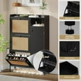 thumbnail image 4 of Ourlova Shoe Cabinet with 3 Flip Drawers Rattan Freestanding Organizer with Adjustable Shelves, Metal Knob Narrow Shoe Rack Cabinet Shoe Organizer Cabinet, 4 of 7