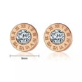 thumbnail image 3 of Silver/Gold/Rose Gold Roman Numerals CZ Earrings Women Stainless Steel Ear Studs, 3 of 6