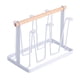 thumbnail image 1 of Rejilla para secar tazas, 6 ganchos, mango de madera, galvanoplastia, arte del hierro, ahorro de espacio, 13x23,5x18,5 cm, organizadores de tazas para el hogar y la oficina, color blanco, 1 of 5
