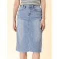 thumbnail image 2 of Women's High Waist Solid Jean Skirt Back Vent Midi Length Denim Skirts Color: Black Size: MEDIUM, 2 of 4