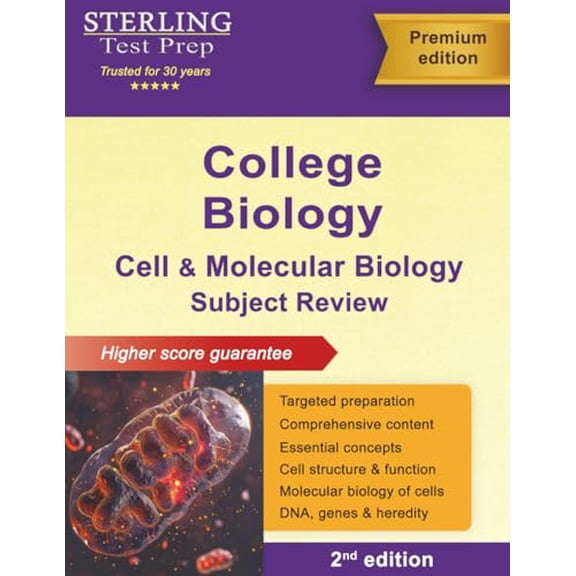 Pre-Owned Sterling Test Prep College Biology: Cell and Molecular Biology Review, 9781947556669, 1947556665, Paperback,